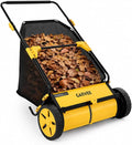 26 Inch Push Lawn Sweeper with 7 Cu. Ft. Large Mesh Collection Bag | Heavy Duty Steel Frame, 10" Rubber Wheels, 4 Spinning Brushes, Manual Height Adjustment for Leaves, Grass and Yard Debris