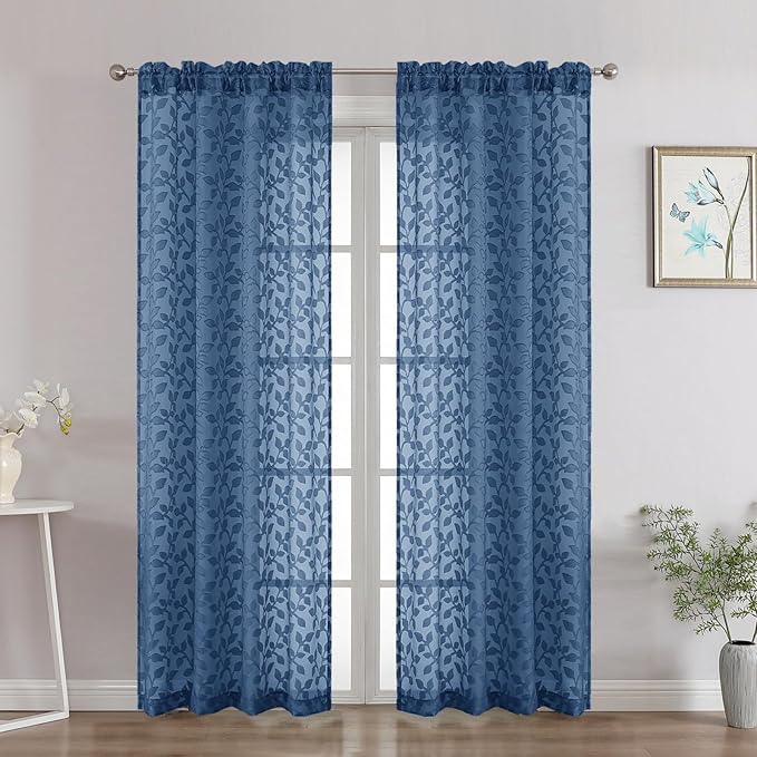 Chyhomenyc Dusty Blue Sheer Curtains 72 Inches Long 2 Panels Set, Light by Chyhomenyc