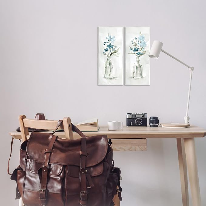 Elegant Indigo Lilac, 7 x 17 Inch Mounted Print on Wall Plaque Set | Stupell Industries · By Carol Robinson · Ready to hang · Charming cottage still life for any room · Made in USA