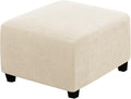 H.VERSAILTEX Square Ottoman Covers Ottoman Slipcovers Folding Storage Stool Furniture Protector Form Fit with Elastic Bottom, Stretch High Spandex Small Checks Jacquard Fabric(Large,Natural)