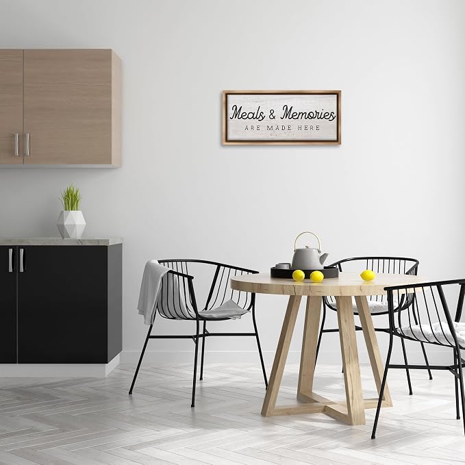 Meals and Memories Kitchen Sign, 10 x 24 Inch Canvas in Floater Frame | Stupell Industries · By Lil' Rue · Ready to hang · Rustic charm for kitchen or dining room · Made in USA