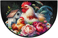 Farm Rooster Floral Half Round Door Mat Non-Slip Semi Circle Rug Washable Half Moon Floor Rug Absorbent Bathroom Area Rugs for Outdoor Indoor Fireplace Mat Entryway Kitchen Decor Rugs