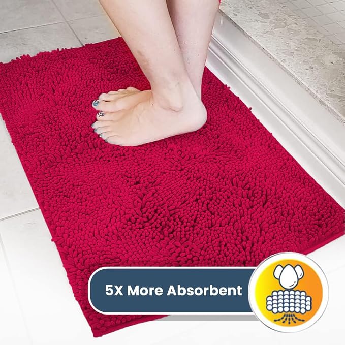 Muddy Mat® | Super Water Absorbent Door Mat Indoor, Microfiber Quick Dry Chenille Entryway Rug, Slip Resistant Front Door Mat, Indoor Mats for Entryway, Machine Washable Pet Rug, Maroon 24" x 40"