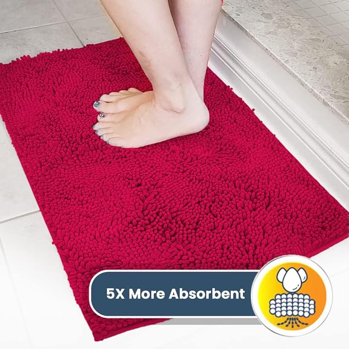 Muddy Mat® | Super Water Absorbent Door Mat Indoor, Microfiber Quick Dry Chenille Entryway Rug, Slip Resistant Front Door Mat, Indoor Mats for Entryway, Machine Washable Pet Rug, Maroon 28" x 48"