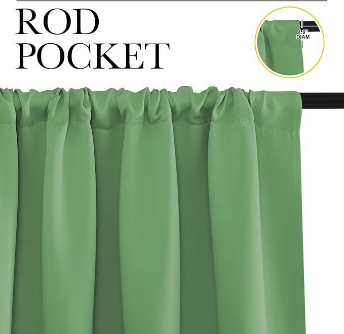 NICETOWN Blackout Curtains for RV Windows, Froest Green, 29" by 20", 2 Panels, Room Darkening Window Curtain Panels, Easy-Care Solid Thermal Insulated Draperies/Drapes for Daughter Room