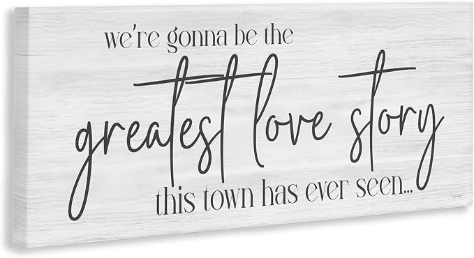 Greatest Love Story Typography, 20 x 48 Inch Canvas Wall Art | Stupell Industries · By Susie Boyer · Ready to hang · Romantic message for living room or family room · Made in USA