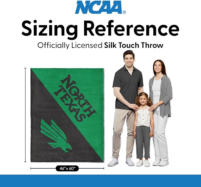 Northwest NCAA Silk Touch Throw Blanket, Ultra Soft Plush Polyester, Lightweight Warm Decorative Fan Gift, 46 x 60 in
