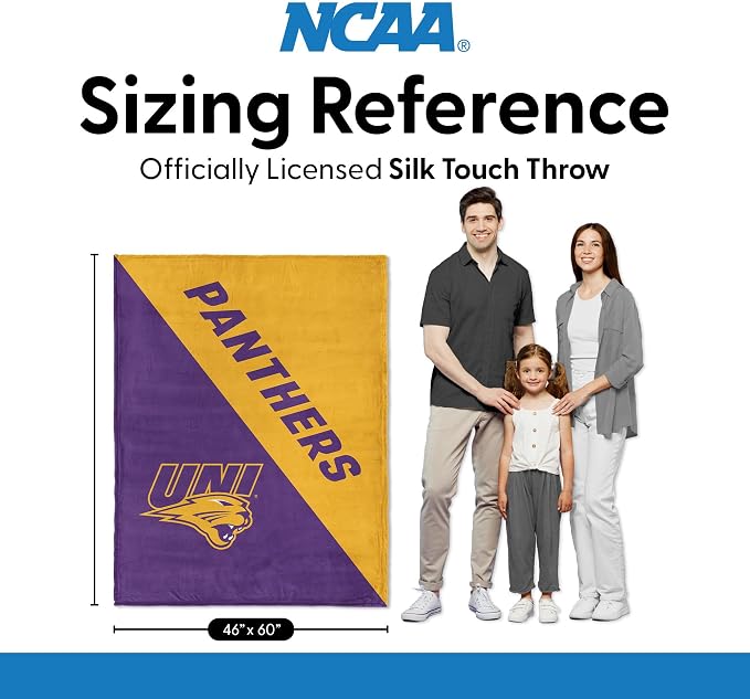 Northwest NCAA Silk Touch Throw Blanket, Ultra Soft Plush Polyester, Lightweight Warm Decorative Fan Gift, 46 x 60 in