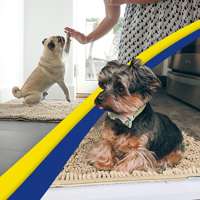 Muddy Mat® | Super Water Absorbent Door Mat Indoor, Microfiber Quick Dry Chenille Entryway Rug, Slip Resistant Front Door Mat, Indoor Mats for Entryway, Machine Washable Pet Rug, Sand 16" x 24"
