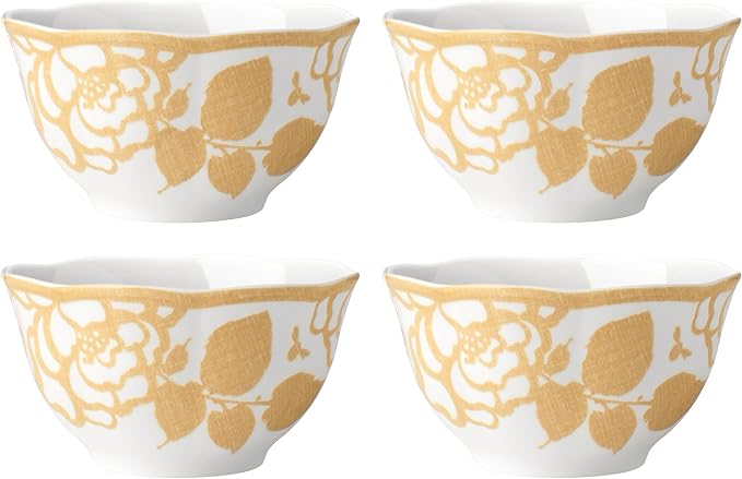 Lenox Butterfly Meadow Cottage Rice Bowls, Set of 4, 3.10 LB, Goldenrod
