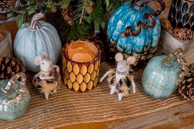 Boston International Handblown Glass Pumpkin Tabletop Décor, 5.5 x 8.5-Inches, Copper Canyon