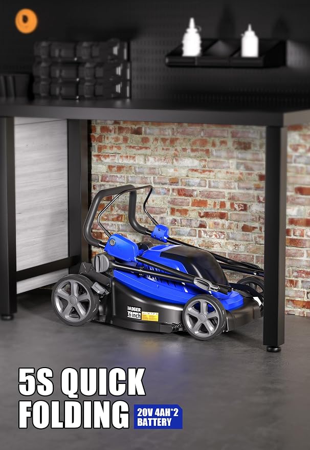 Wild Badger Power 40V 16-in Brushless Electric Cordless Lawn Mower | 16-in brushless push mower for small yards; 5 cut heights, 3-in-1 clipping modes, two 20V 4.0Ah batteries and charger.