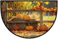 Farm Pumpkin Half Round Door Mat Semi Moon Rug Fireplace Carpet Area Rugs | Fall Farm Pumpkin Non Slip Absorbent Half Circle Mat Carpet for Indoor Outdoor Patio Kitchen Bathroom Entryway Home Decor