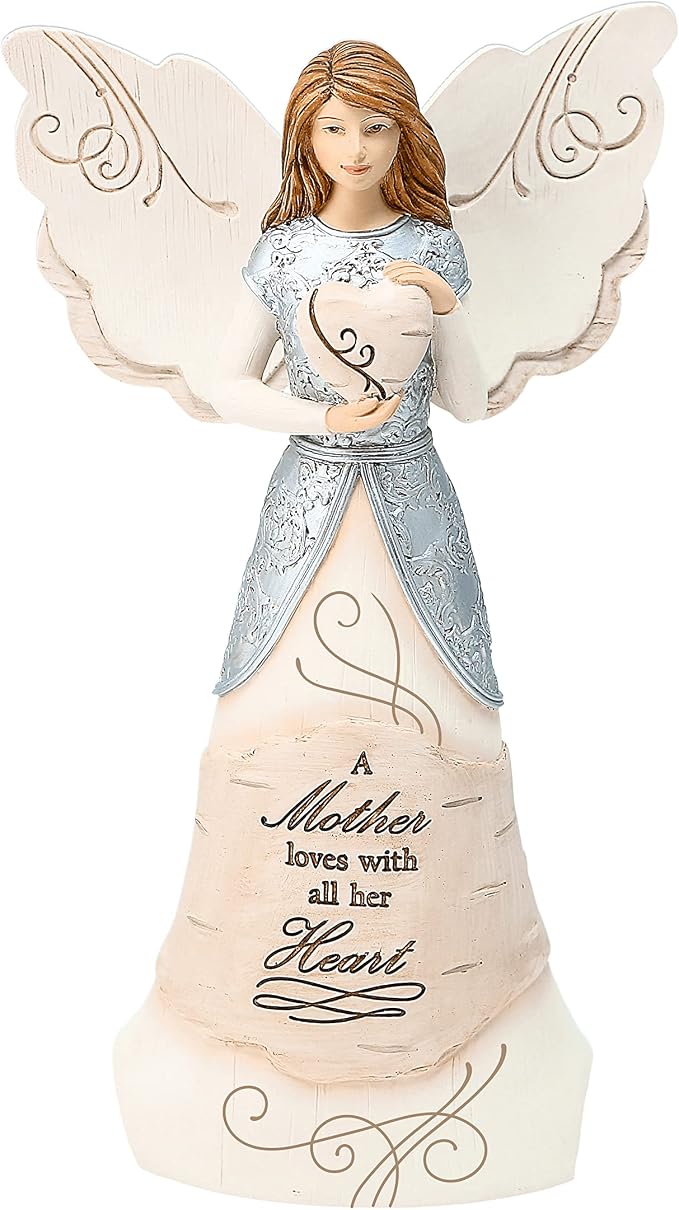 Pavilion-Mother - 8" Angel Holding a Heart,Beige