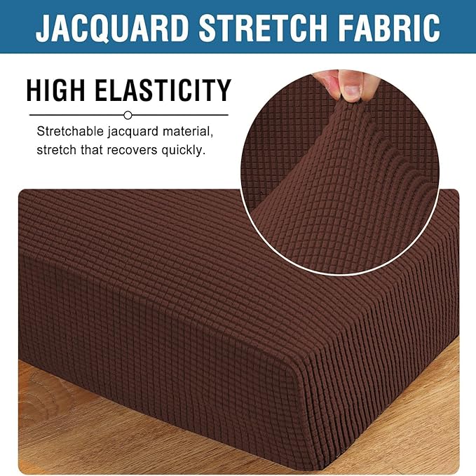 H.VERSAILTEX Super Stretch Individual Chaise Cover Sectional Couch Covers for L Shaped Sofa Both Left/Right Featuring Thick Jacquard Textured Twill Fabric (1 Piece Chaise Cover, Burnt Brick)