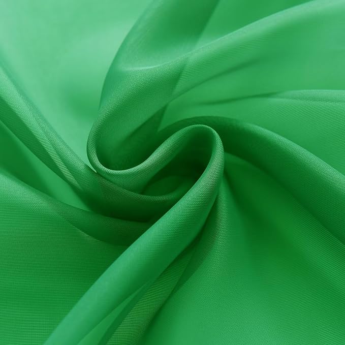 youleyar Solid Sheer Rod Pocket Curtain Voile Draperies 2 Panels White Beige Black Ivory Coffee 26 Inch Width 30 Inch Long 1 Pair for Kitchen Bedroom Children Living Room Yard(Green,26W x 30L)