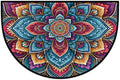 Flower Half Round Door Mat Semi Circle Rug Half Moon Doormat | Soft Washable Colorful Boho Welcome Entrance Mat for Outdoor Indoor Floor Bedroom Bathroom Home Kitchen Festival Decor