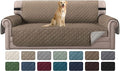 H.VERSAILTEX Reversible Quilted Sofa Cover Water Resistant Sofa Slipcover Washable Couch Cover with Non Slip Elastic Strap Furniture Protector for Kids, Dogs, Pets(Sofa, Taupe Brown/Beige)