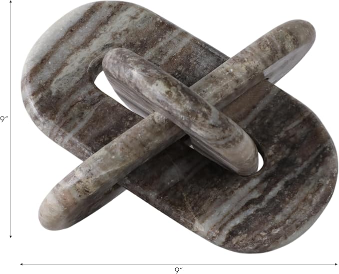 Sagebrook Home 9x9 Rounded Marble Knot, Grey Stone Sculpture