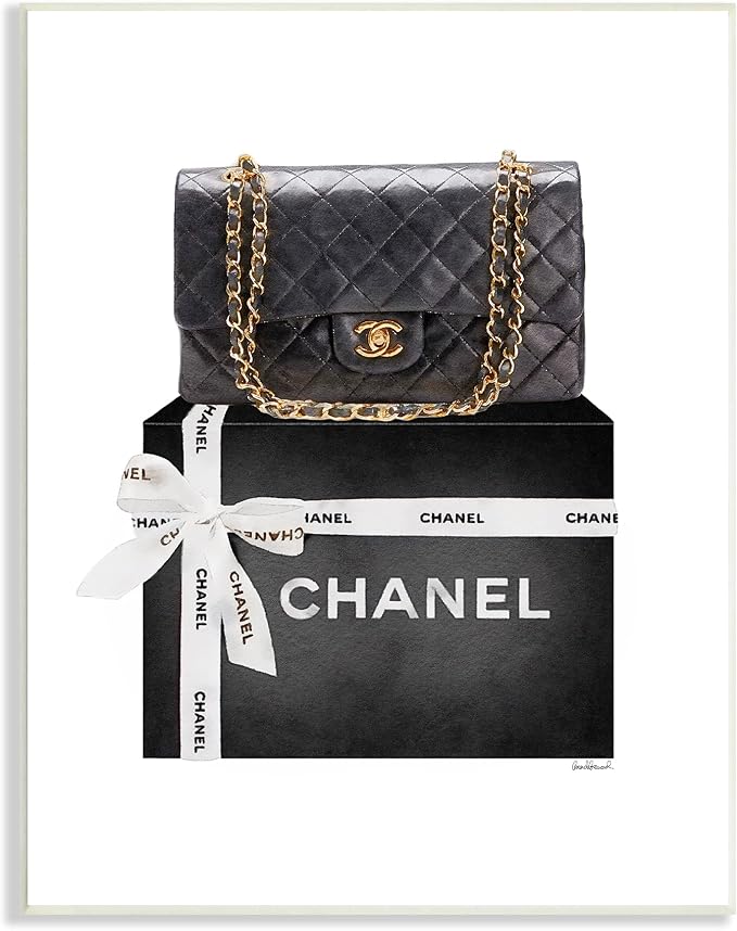 Quilted Purse Glam Bow Box, 10 x 15 Inch Mounted Print on Wall Plaque | Stupell Industries · By Amanda Greenwood · Ready to hang · Chic gift for fashion lovers · Made in USA