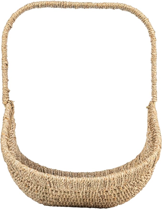Household Essentials Woven Seagrass Flower Basket with Detachable Handle