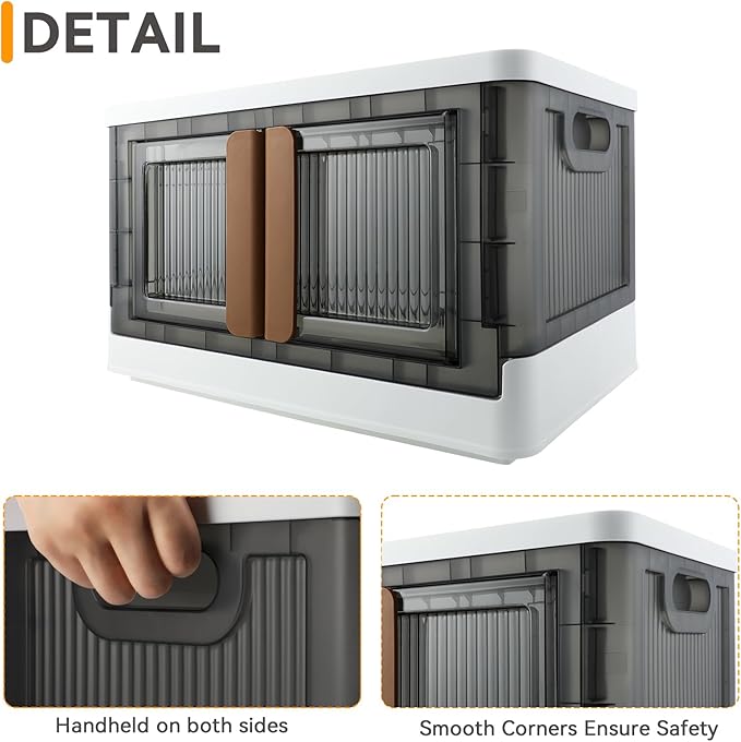 Storage Box, Cabinet with Lids, 8.4 Gallon (32L) Capacity, With Double Door and Lock, Foldable, Plastic, Underbed or Countertop Use, Home Organizer