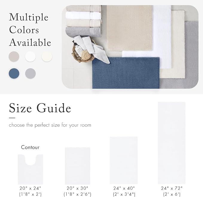 Madison Park Signature Marshmallow Bathroom Rug Non Slip, Luxrurious Plush Bath Mat, Absorbent, Quick Dry, Spa Design Bath Room Décor, 20x24, White | Non slip Backing, Spa Quality Luxurious Plush Bath Rug for Bathroom, Quick Dry, OEKO TEX, U Shaped