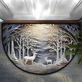 cfpolar Christmas Winter Scene Reindeer Half Round Door Mat Indoor Entrance Half Circle Area Rug Semi Circular Door Mat Half Moon Rug for Floor Bathroom Living Room Bedroom Kitchen Fireplace 24"x36"