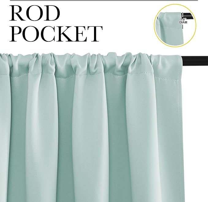 NICETOWN Blackout Curtains for Bedroom, Blackout Curtain Panels, Aqua Blue, 1 Pair, 62 by 63-inch, Window Treatment Energy Saving Thermal Insulated Solid Rod Pocket Blackout Drapes/Draperies