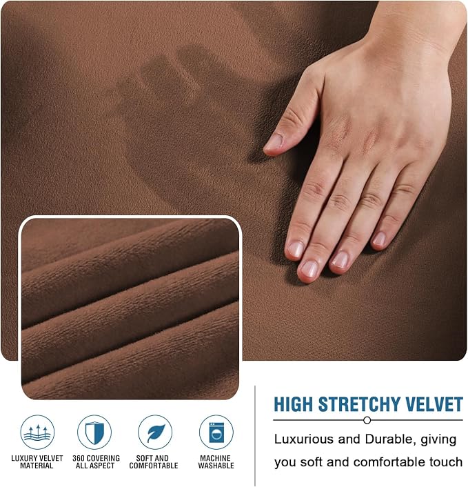 H.VERSAILTEX Real Velvet Futon Cover Armless Sofa Covers Sofa Bed Covers Stretch Futon Couch Cover Sofa Slipcover Furniture Protector Thick Soft Velvet Fabric Form Fitted Stay in Place, Caramel Cafe
