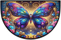 Pardick Half Round Doormat Butterfly Galaxy Floral Semi Circle Rug Non Slip Indoor Outdoor Entrance Half Moon Rug Washable Front Floor Mat for Kitchen Bathroom Patio Fireplace Holiday Decor