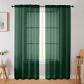 Hunter Green Sheer Curtain for Bedroom Living Room 72 Inches Long 2 Panels Set, Solid Soft Airy Light Filtering Sheer Window Curtains, Rod Pocket Door Curtain, Hunter Green, 42"Wx72"L Inches