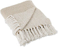 DII Woven Throw Collection 100% Cotton, Basketweave, 50x60, Stone