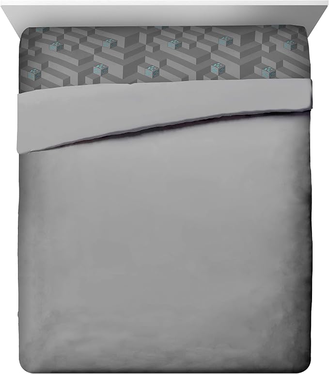 Minecraft Creeper Queen Comforter Set 7 Piece Kids Bedding for Boys, Green | Video Gaming, Bed in a Bag, Comforter Sheets Shams Pillowcases, Official Product, Microfiber, Machine Washable, Boys Gift