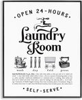 Stupell Industries Vintage Laundry Room Definition Wash Dry Fold, Designed by Lettered and Lined Black Framed Wall Art, White