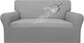 Easy-Going 100% Waterproof Oversized Loveseat Couch Cover, Dual Waterproof Sofa Cover, Stretch Jacquard Sofa Slipcover, Leakproof Furniture Protector for Kids, Pets, Dog and Cat, Light Gray