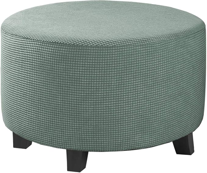 H.VERSAILTEX Ottoman Cover Stretch Ottoman Slipcover Round Ottoman Storage Cover Folding Stool Covers Furniture Protector Cover for Footrest Ottoman Fit Dia 30" - 41", Sage
