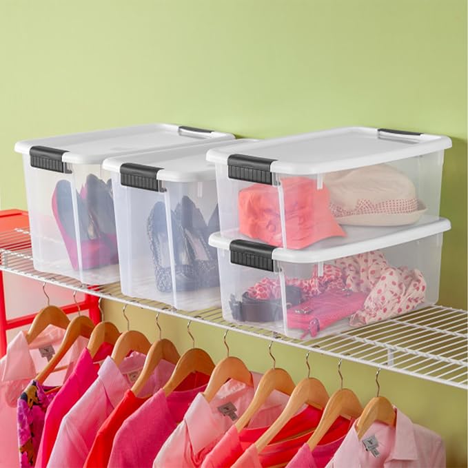 Sterilite Ultra Latch Box with Lids for Home and Office, 18 Quart, 6-Pack | Heavy-Duty and Stackable Plastic Containers with Latches for Closet, Cabinet, Bedroom, Bathroom and Dorm Room Organization