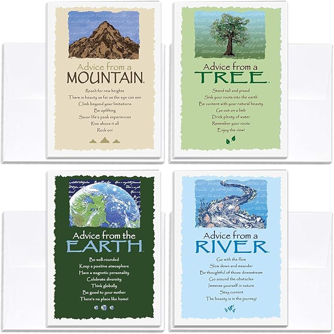 Advice From Nature Originals Greeting Card Set All Occasions, 12 Pack | Blank Inside Sustainable All Occasion Card Set, Printed in the USA on Replanted Cardstock