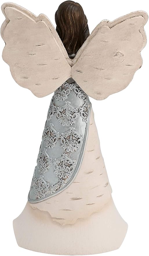 Pavilion - Elements Faith Angel Figurine - 6-1/2-Inch, Holding Cross, Inscription with God All Things are Possible