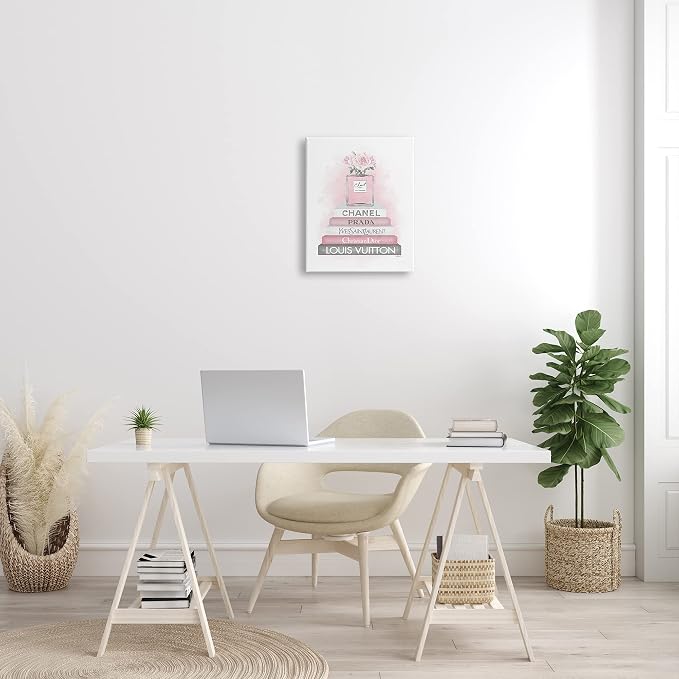 Stupell Industries 'Pink Roses Perfume Bottle Glam Fashion'| Canvas Art | Stupell Industries | 16 x 20 Inches, Easy to Hang and Sturdy, Made in USA, by Amanda Greenwood