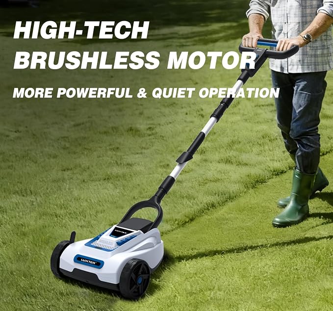 LUXTER 9 Inch Cordless Lawn Mower 6000RPM Brushless Motor 3 Adjustable Cutting Heights (1.5"-2.3") Electric Grass Trimmer 20V 4.0Ah Battery & Charger Mini Lawn Mower for Garden Yard Work and Lawn Care
