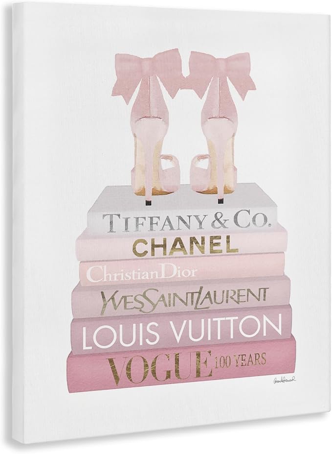 Chic Shoes Glam Bookstack Fashion, 30 x 40 Inch Canvas Wall Art | Stupell Industries · By Amanda Greenwood · Ready to hang · Chic gift for fashion lovers · Made in USA