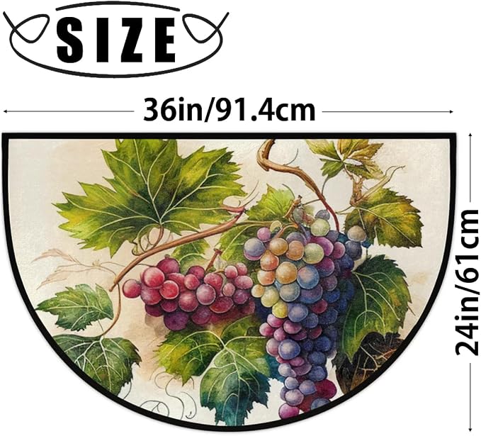 Fruit Grapes Half Round Door Mat Semi Moon Rug Fireplace Carpet Area Rugs | Fruit Grapes Non Slip Absorbent Half Circle Mat Carpet for Indoor Outdoor Patio Kitchen Bathroom Entryway Home Decor