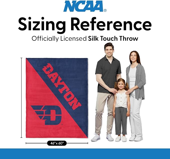 Northwest NCAA Silk Touch Throw Blanket, Ultra Soft Plush Polyester, Lightweight Warm Decorative Fan Gift, 46 x 60 in