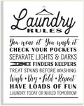 Stupell Industries Laundry Rules with Hanger Typography Oversized Wall Plaque Art, Proudly Made in USA | Stupell Industries · By Lettered and Lined · Ready to hang · Made in USA