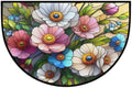Flower Half Round Doormat Semi Circle Rug Half Moon Rug Entryway Mat | Spring Floral Washable Non Slip Outdoor Floor Rug Kitchen Mat for Indoor Outdoor Bathroom Fireplace Bath Decor