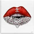 Stupell Industries Chic Red Lip Portrait Women's Fashion Stone Details Wall Art, 12x12, White