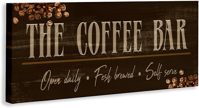 Stupell Industries 'Rustic Coffee Bar Sign'| Canvas Art | Stupell Industries | 48 x 20 Inches, Easy to Hang and Sturdy, Made in USA, by Kim Allen