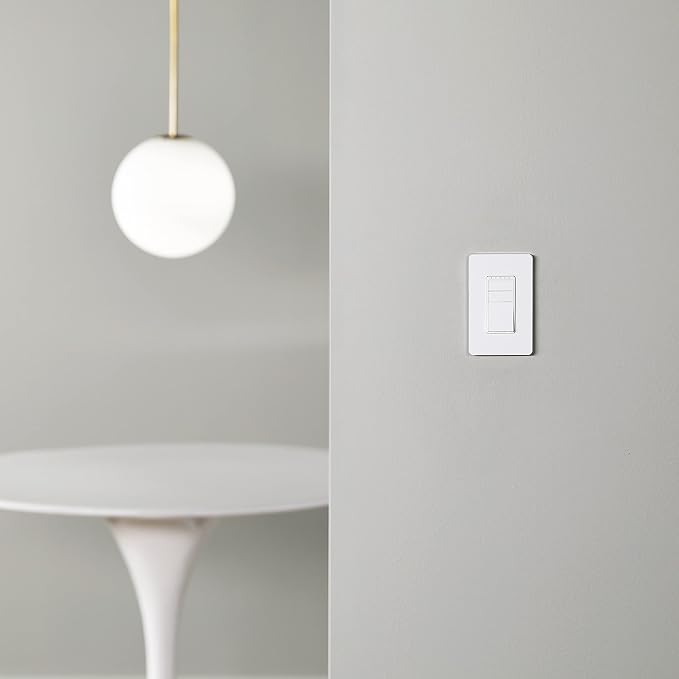 Amazon Basics Smart Dimmer Switch, Single Pole, Works with Alexa Only, Voice Control, 2.4 GHz Wi-Fi, No Hub Required, Neutral Wire Required, White